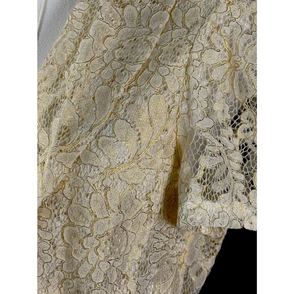 Allegra K Beige Floral Lace Lapel Collar Short Sleeve Bolero Shrug Cardigan L - Picture 2 of 8